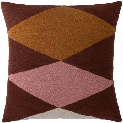 Judy Ross Textiles Hand-Embroidered Chain Stitch Ace Throw Pillow sierra/amber/dusty pink/oyster